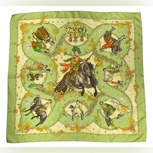 Hermes Les Petits Princes Silk Scarf Green Carre Catherine Baschet